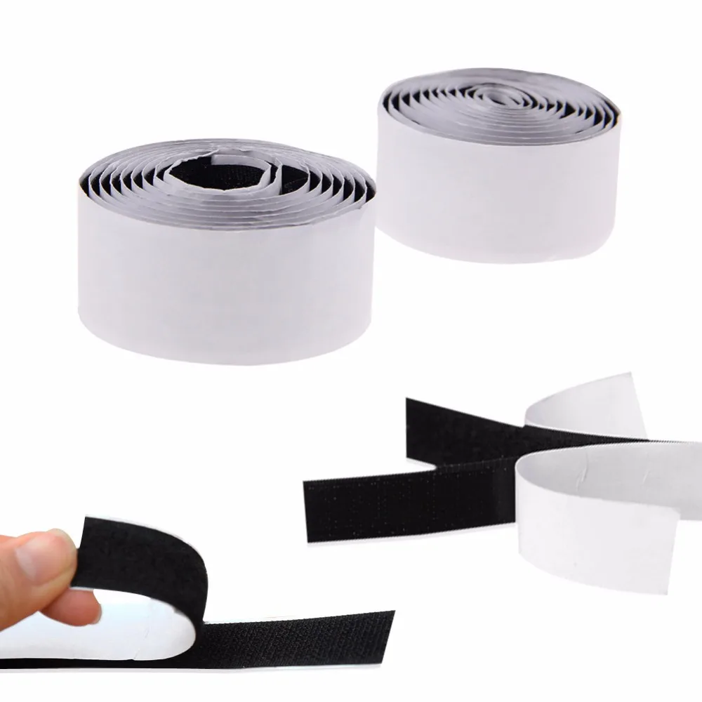 

2 Rolls Black Strong Self Adhesive Hook Loop Tape Fastener Sticky 1M