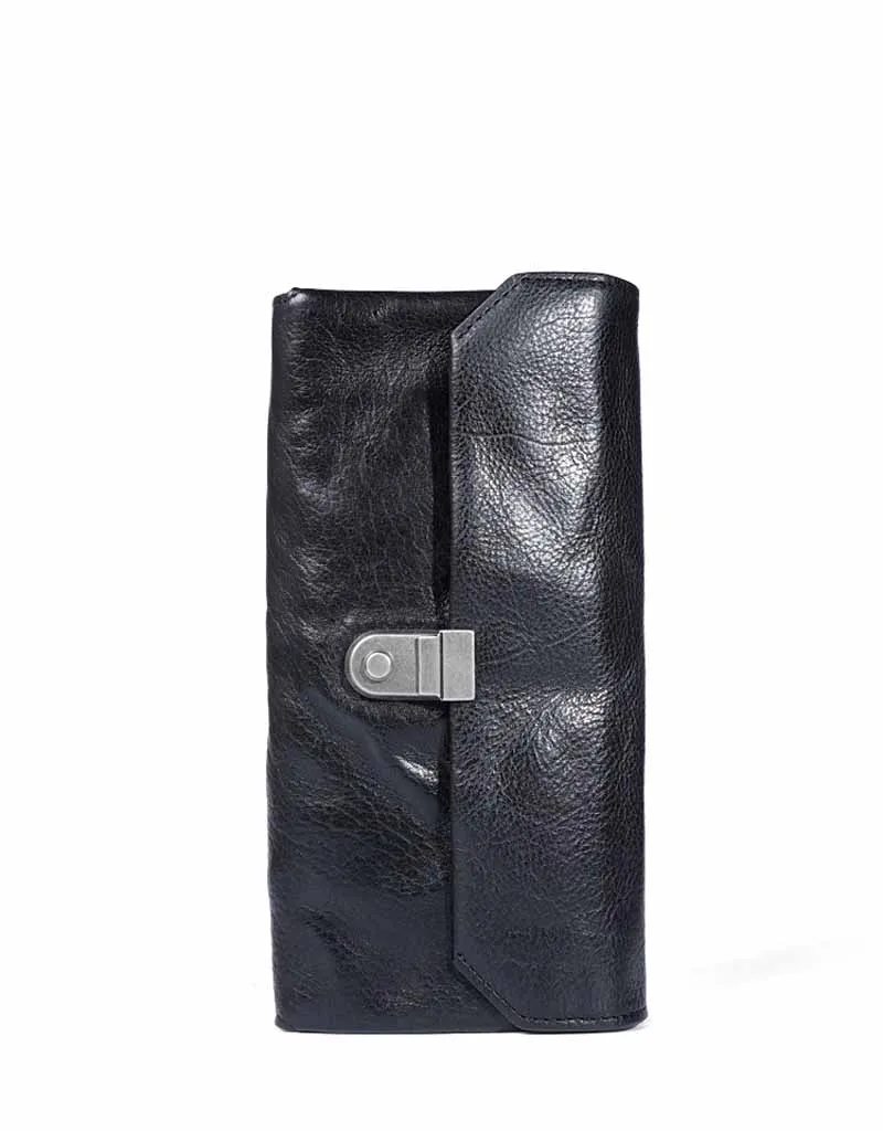 Ретро многофункциональный кожаный длинный бумажник первый слой из воловьей кожи многофункциональный кошелек для мобильного телефона с замком
