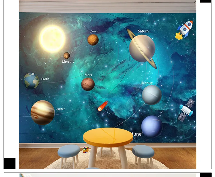 Bacaz Вселенная космическое пространство звезды Фреска 8d/3D мультфильм обои фрески для детской комнаты 3d обои 8d фото фрески обои
