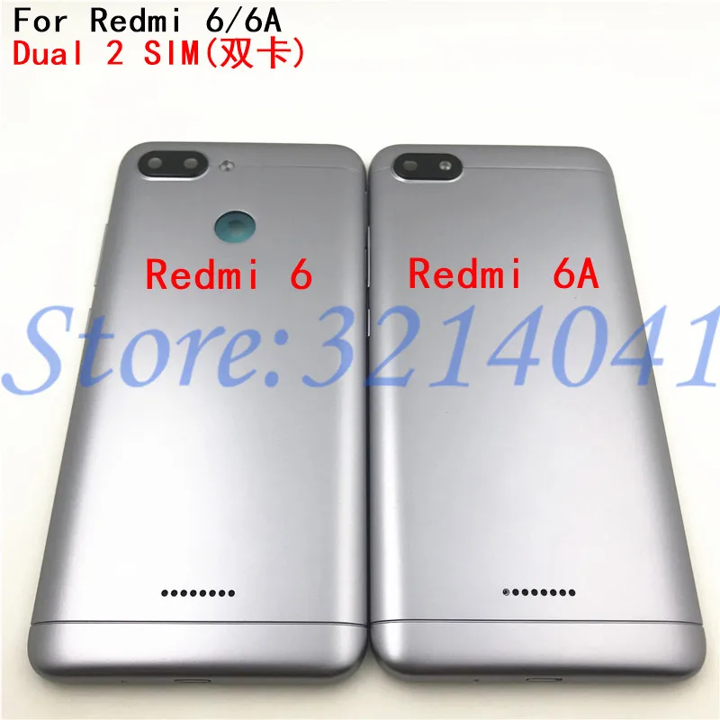 

New Original Battery Back Cover door For Xiaomi Redmi 6 6A Redmi6 with camera lens Dual 2 sim version+with side key