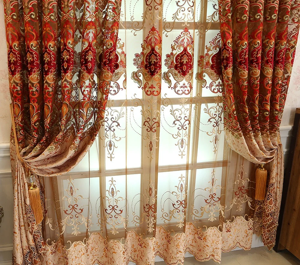 Европейский Высокая точность вышивка затенение шторы для гостиной обеденная спальня