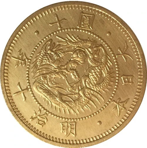 Позолоченная монета 29 42 мм из японии 10 иен мейцзи лет|copy coins|copy 1:1yen coin |