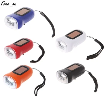 

3LED lampe hand-cranked dynamo flashlight solar power torche for outdoor Camping Hiking Fishing Mount Climbing