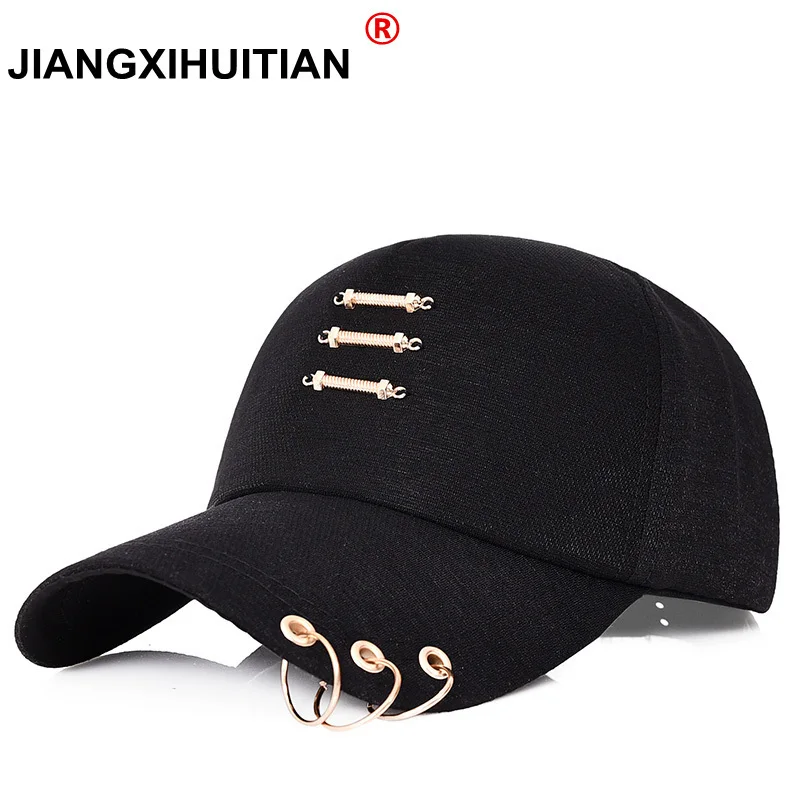 

New Iron Ring Cap Women Baseball Cap With Rings Gold Color Snapback Hip Hop Hats For Women Men Dad Hat Kpop Dropshipping Gorras