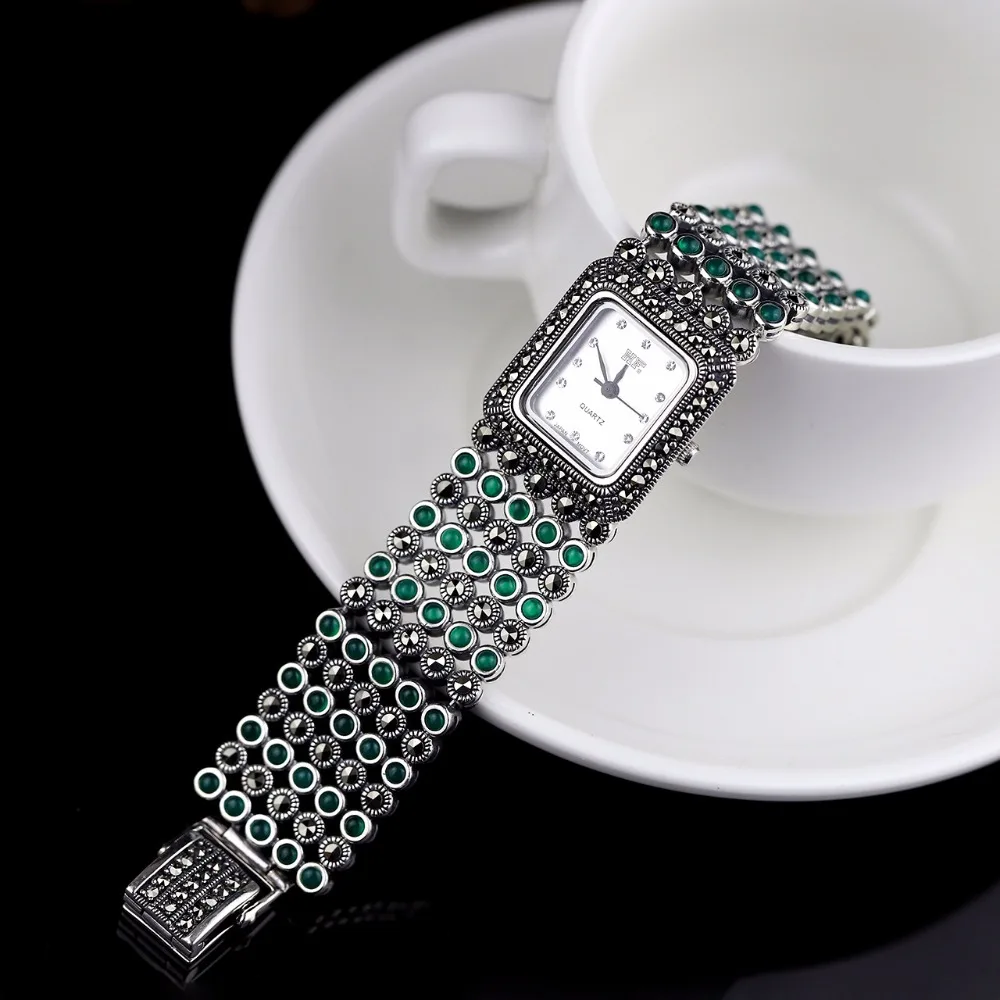 relógio s925 prata pulseira relógio prata jade
