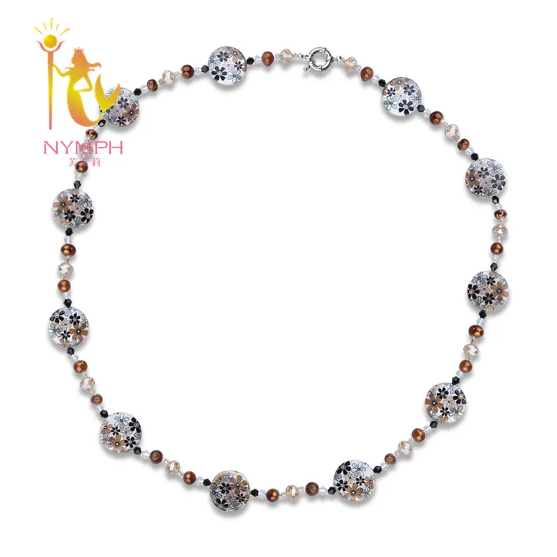 

[NYMPH]Real Freshwater Pearl Necklace Pearl Jewelry Long Baroque Sweater New Romantic Trendy Gift For Party [X217]