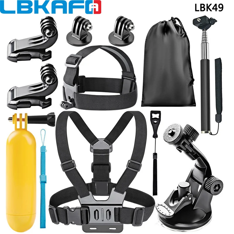 LBKAFA нагрудный ремень для селфи с плавающей ручкой на присоске Gopro Hero 8 7 6 SJCAM SJ4000