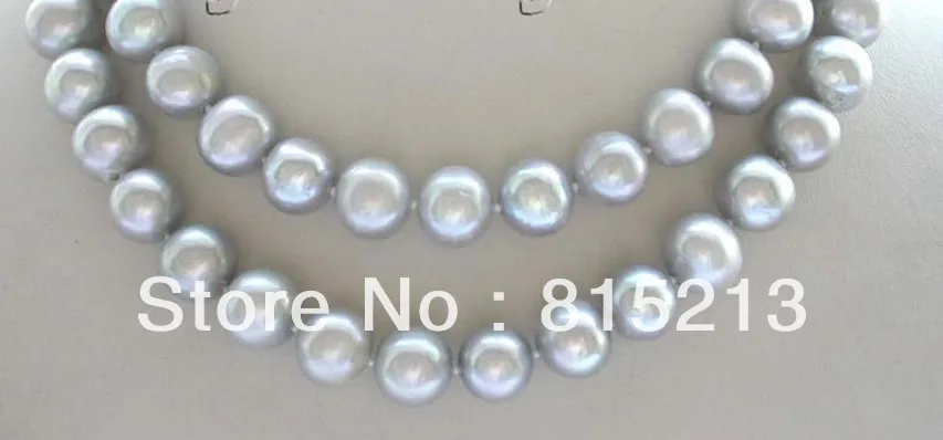 

N1776 33" Natural 13mm Round Gray Pearl Necklace N Discount NEW