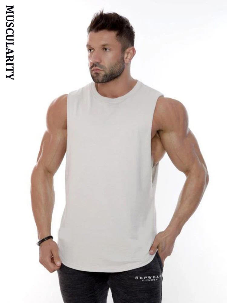 MUSCULARITY Sleeveless men vest gyms workout muscle slim fit tank tops
