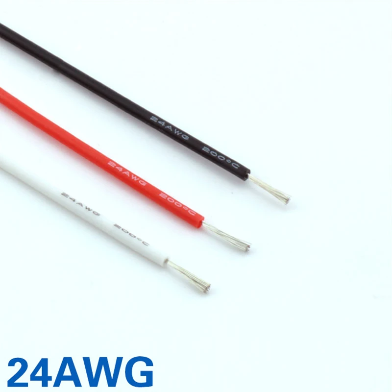

FATJAY RC 1 meter 24AWG flexible soft silicone wire high temperature voltage resistant cable Ultra Flexible Test Line