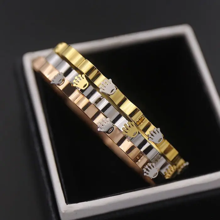 Горячая открытие Шарм элегантные браслеты простой из нержавеющей стали, волнообразный браслет с короной ювелирные изделия Br-89