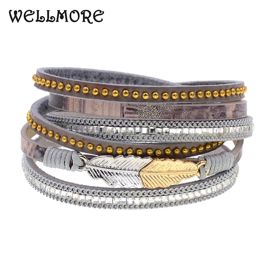 WELLMORE leather bracelet charm bracelets for women Trendy Bohemian