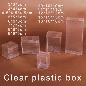 

15 Sizes Square Plastic Packaging Boxes Small/Large Transparent Gift Box Clear PVC Box For Candy/Crafts/toys display 11/9