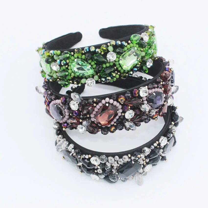 

2018 new European and American headband full gem multicolor wild temperament luxury ball fashion headband accessories1098