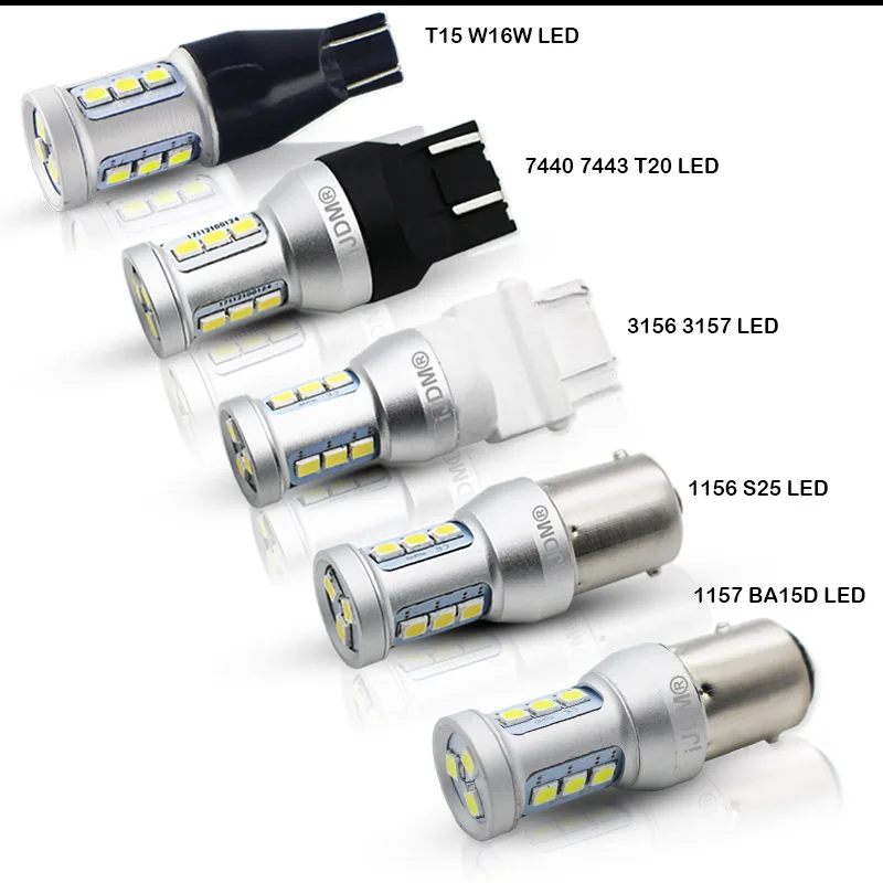 IJDM автомобиля T20 7440 7443 светодиодные лампочки Canbus OBC T15 W16W LED 1156 S25 LED 1157 3156 3157 светодиодные лампы для стоп-сигнал задний фонарь указателя поворота 12V