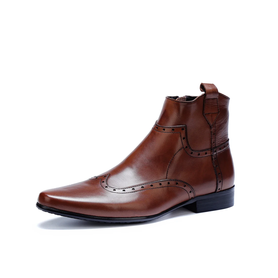 Oxfords Zapatos Negro Genuino Retro marrón Punta Vaquero Cuero Estrecha 2018 De Occidental Chakku Boda Tobillo Nuevo Botas PCZXqw1x1