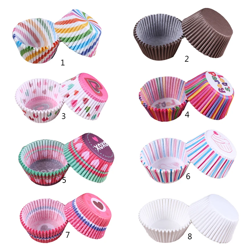 

100pcs/set Colorful Paper Cake Cup Paper Cupcake Liner Baking Muffin Box Cup Case Party Tray Cake Mold Pastry Decorating Tools