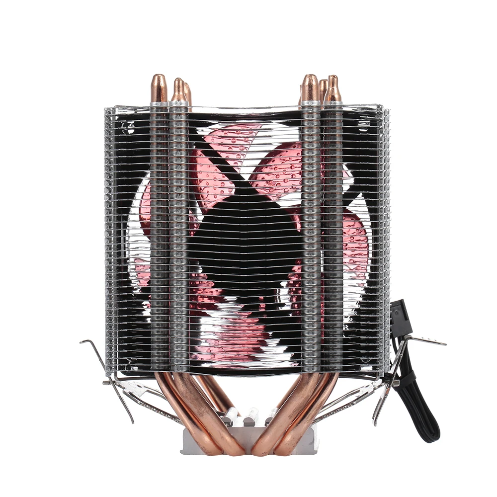 

CPU Cooler Fan Heatsink 4 Heatpipe 2 Fans Quiet Heatsink Radiator Support 775/115x/AMD LED Blue Light