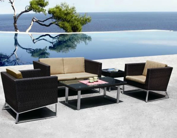 New style natural green patio furniture simple leisure sofa sets wicker