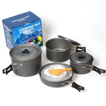 

4-5 Person Outdoor Camping Cookware Cooking Pot Camping Hiking Tableware Picnic Utensil Camping Cooking Pot Set Powls
