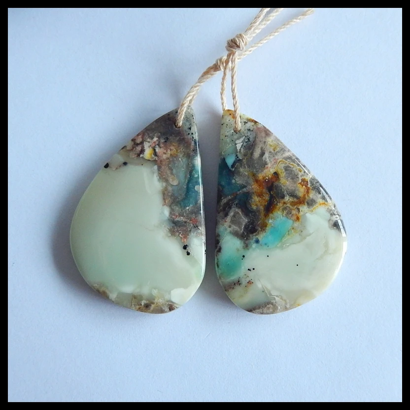 

Wholesale gemstone,Birthday gift,Natural Variscite fashion woman Earring Bead,34x22x5mm,10.8g