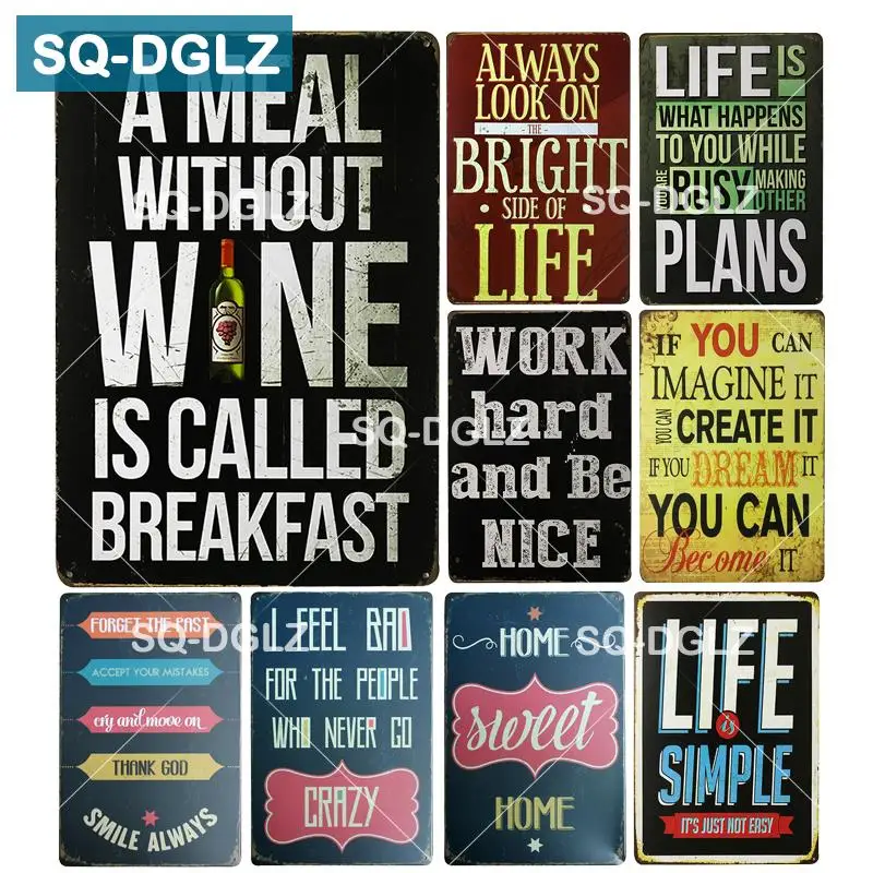 

[SQ-DGLZ] A MEAL WITHOUT WINE IS CALLED BREAKFAST Metal Sign Tin Sign Metal Signs Home Decor Painting Plaques Art Poster