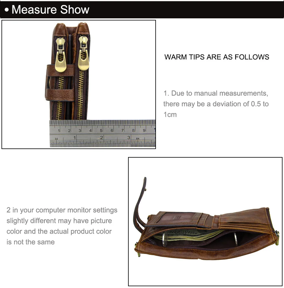 KEVIN YUN vintage genuine leather men wallet double zipper large capacity male card holder purse wallet