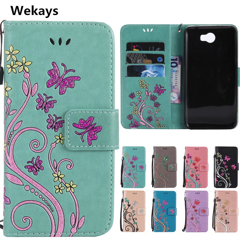 Luxury Colourful Flower Butterfly Embossing Leather Case For Huawei Ascend Y3ii Y3 ii Y5ii Y5 ii Honor 5A Y6 ii Y6ii Y6 2 Cover