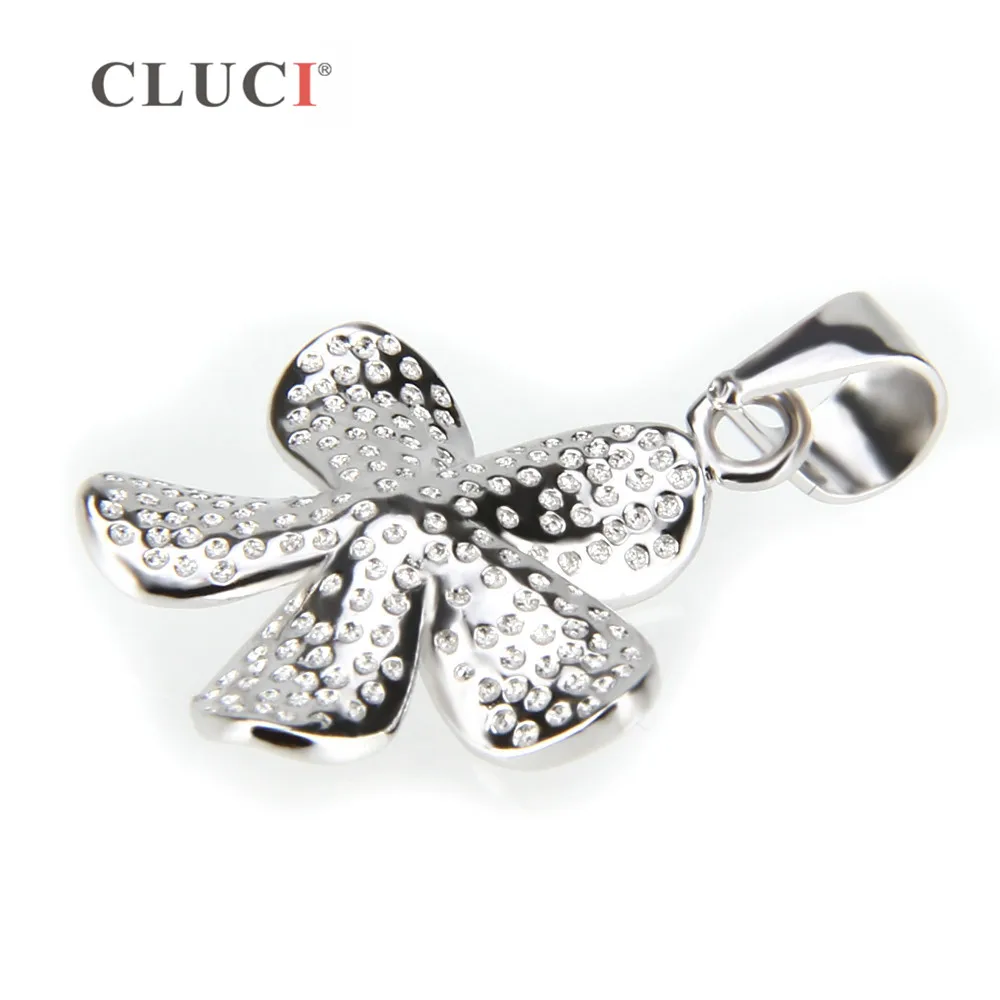 Flower Shaped Silver 925 Pearl Pendant Mounting Women Necklace Making 925 Sterling Silver Charms Pendant SP030SB
