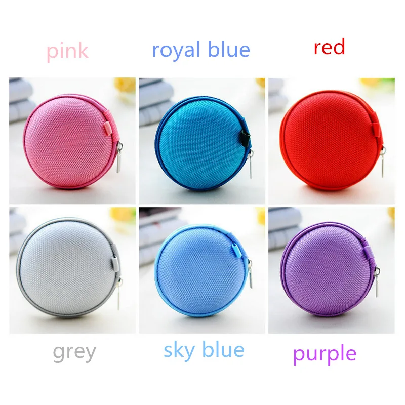 Цветная сумка для хранения данных чехол для наушников круглый жесткий мешок для хранения наушников наушники карта памяти сумка - Цвет: Royal blue