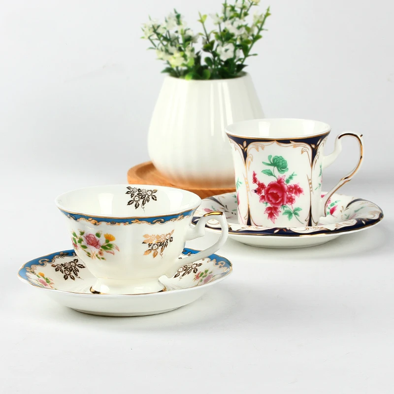 

Bone China Tea Coffee Cup And Saucer Set Ceramic Creative British Red Tea Cup Gold Set Afternoon Tea Coffee Set Free Shipping