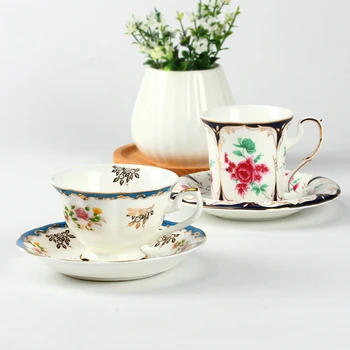 

Bone China Tea Coffee Cup And Saucer Set Ceramic Creative British Red Tea Cup Gold Set Afternoon Tea Coffee Set Free Shipping