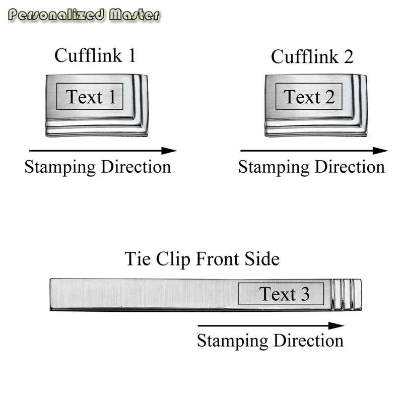 Персонализированные мастер гравировка пользовательские запонки из нержавеющей стали зажим для галстука бар набор для мужской рубашки бизнес Свадебный подарок 3 шт