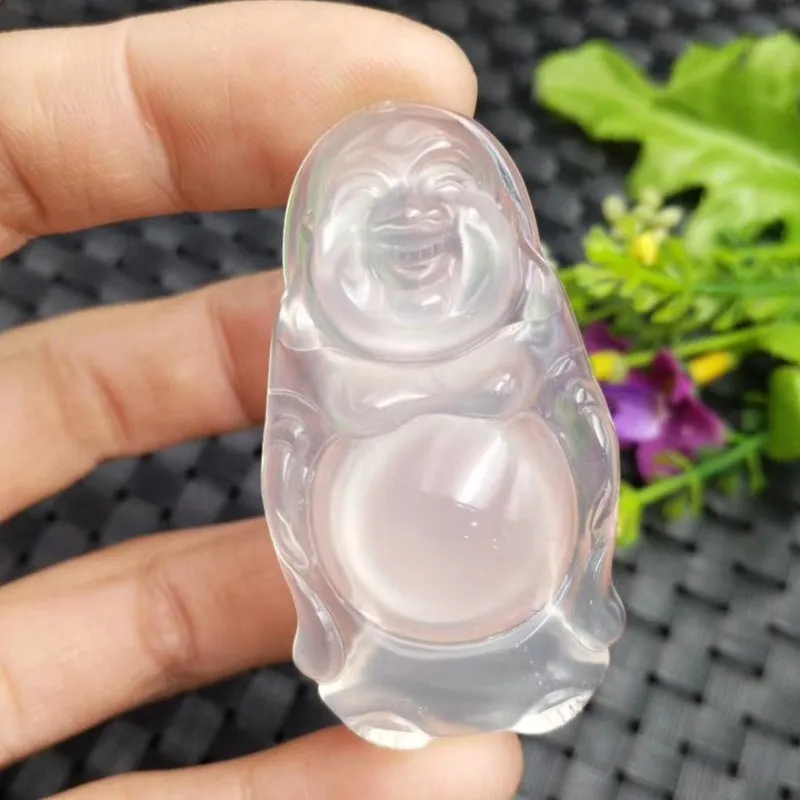 

2019 Women's Necklace Pendant White Agate Ice Chalcedony Maitreya Laughing Buddha Pendant Gift for Men Women's Fine Jewelry