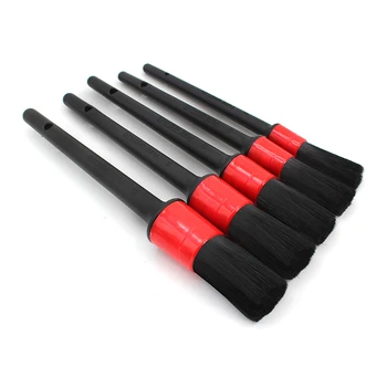 

5 Pcs Car Detailing Cleaning Tool Natural Boar Hair Brushes For Car Interior Gap Rims Dashboard Wheel Air Vent Trim