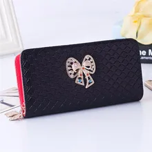 Big Capacity Ladies Long Purses High Quality Patent PU Leather Women Wallets Luxury Butterfly Zipper Day Clutch 7 Color