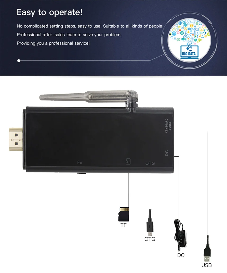ТВ ключ CX919 Android 7 1 четырехъядерный Rockchip RK3188T 2GB8GB/2G16G внешняя антенна Bluetooth 4 0 HDMI 1080P