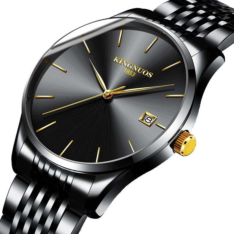 

KINGNUOS Watch Men Men's Watch Brand Luxury Quartz Watch Casual Stainless Steel Strap Ultra Thin Clock Quartz-Watch