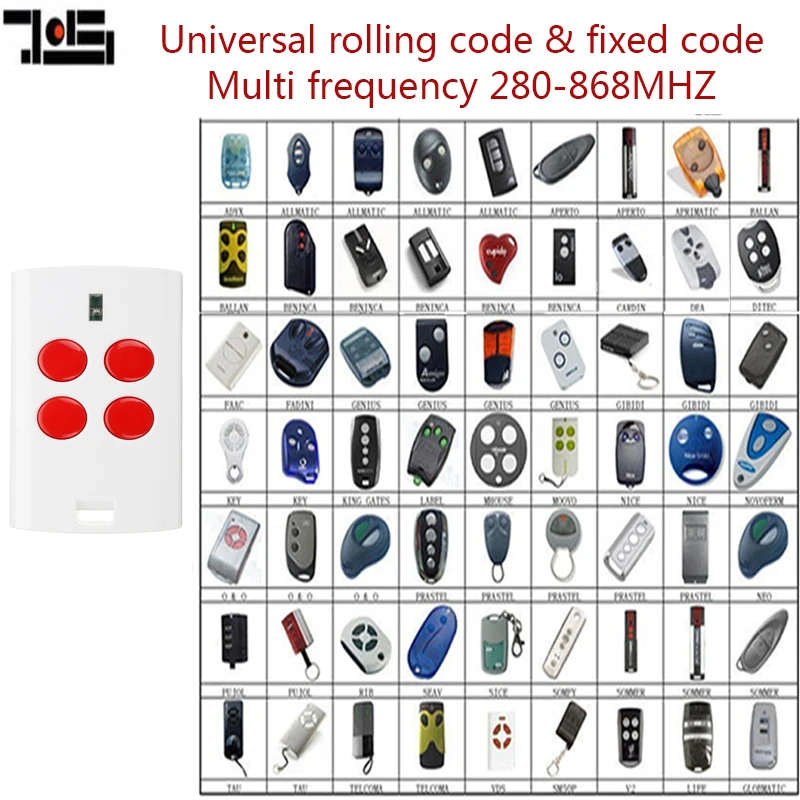 

Auto-Scan univeral remote Multi frequency 280mhz - 868mhz rolling code and fixed code remote control