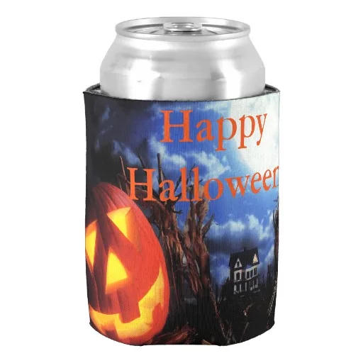 halloween can coolerhaunted scene can cooler happy halloween party gift favors beverage insulator for kids beer can holders in wine coolers chillers from