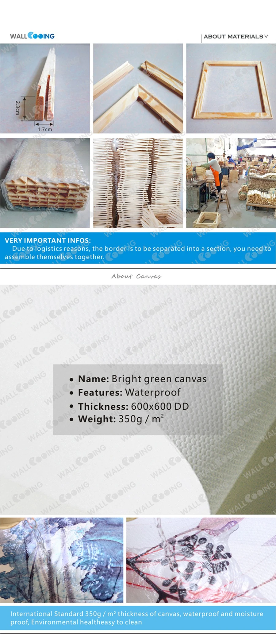 4- Solid wood frames with canvas material description