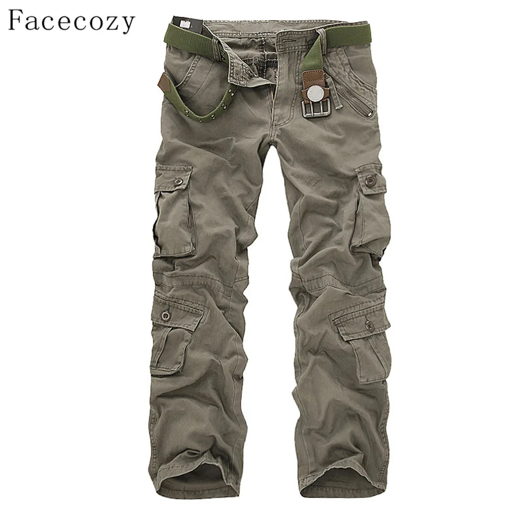 Facecozy الرجال التكتيكية العسكرية الصيد دائم المشي السراويل الذكور في الهواء الطلق متعدد جيوب يندبروف التخييم الرحلات البضائع السراويل