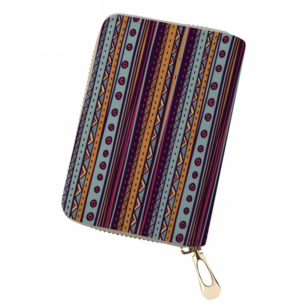 

NOISYDESIGNS Credit Card Holder National Style PU Leather ID Card Holder for Women Zipper Card Organizer Case Bank Card Cover