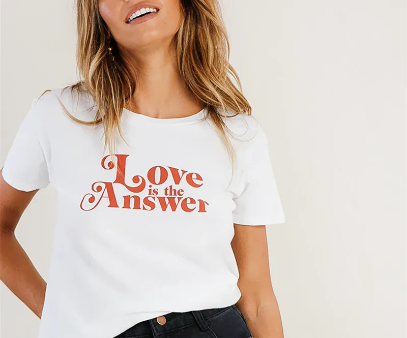 Love is the answer Letter printing Women's Graphic Tees Tumblr Popular Shirts Tshirt Summer Love is the answer Letter printing Women's Graphic Tees Tumblr Popular Shirts Tshirt Summer