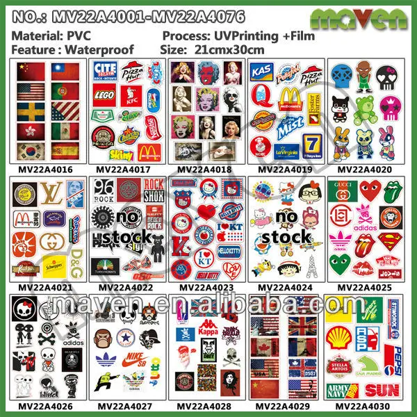 Free Shipping 76 Different Models 20sheets/lot PVC Sheet
