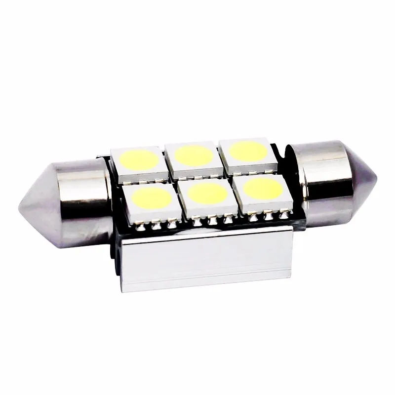 Гирлянда подключению CAN-шины 36 мм светодиодный C5W CANBUS ERROR FREE 6 SMD 5050 светодиодный интерьер автомобиля Светильник лампы 6 светодиодный автоматическая лампа для чтения белый 12V