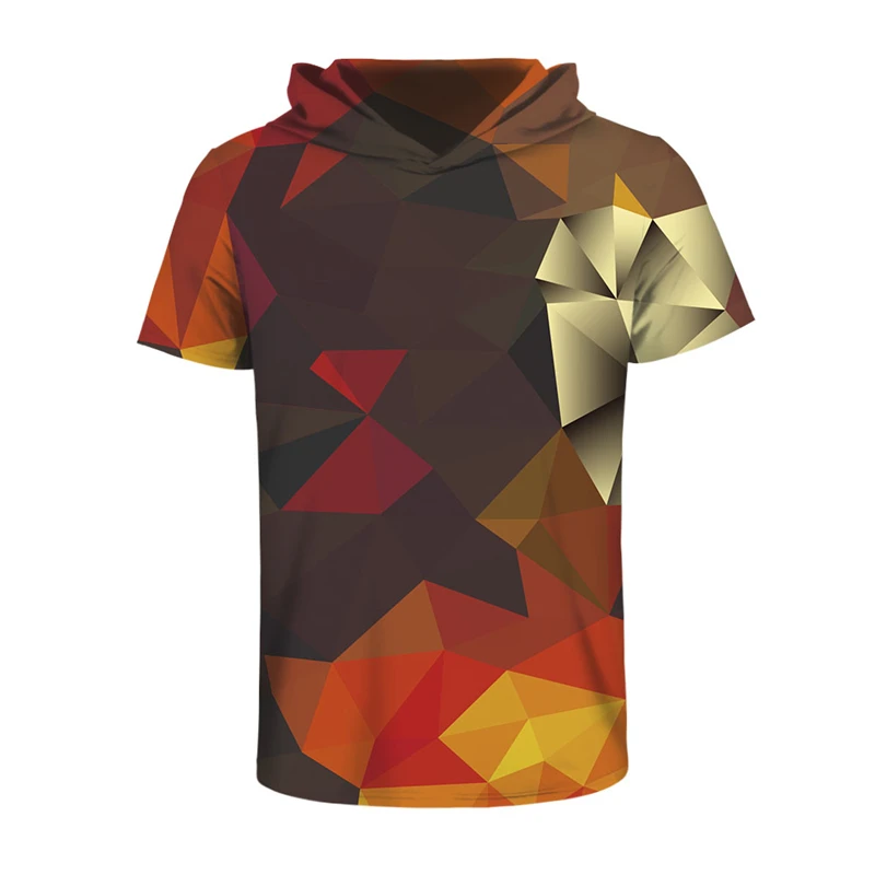 Hooded Tshirt 3D Print Geometric Shapes Diamond Section T Shirt Men ...