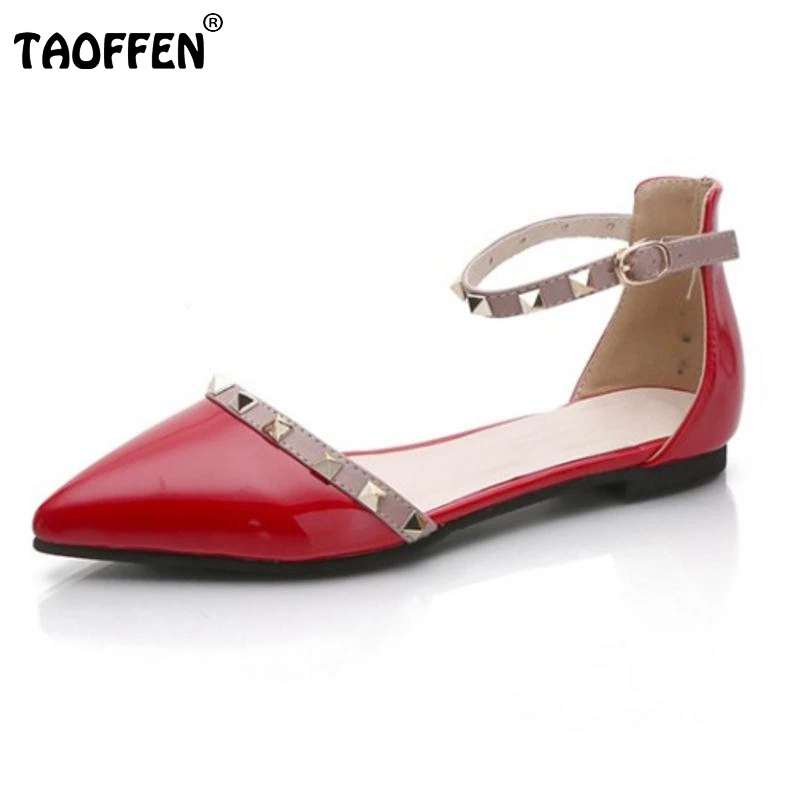 

New Fashion Women Flats Sandals Pointed Toe Sexy Shoes Women Ankle Strap Sandals Rivets Women's Office Footwears Size 35-39