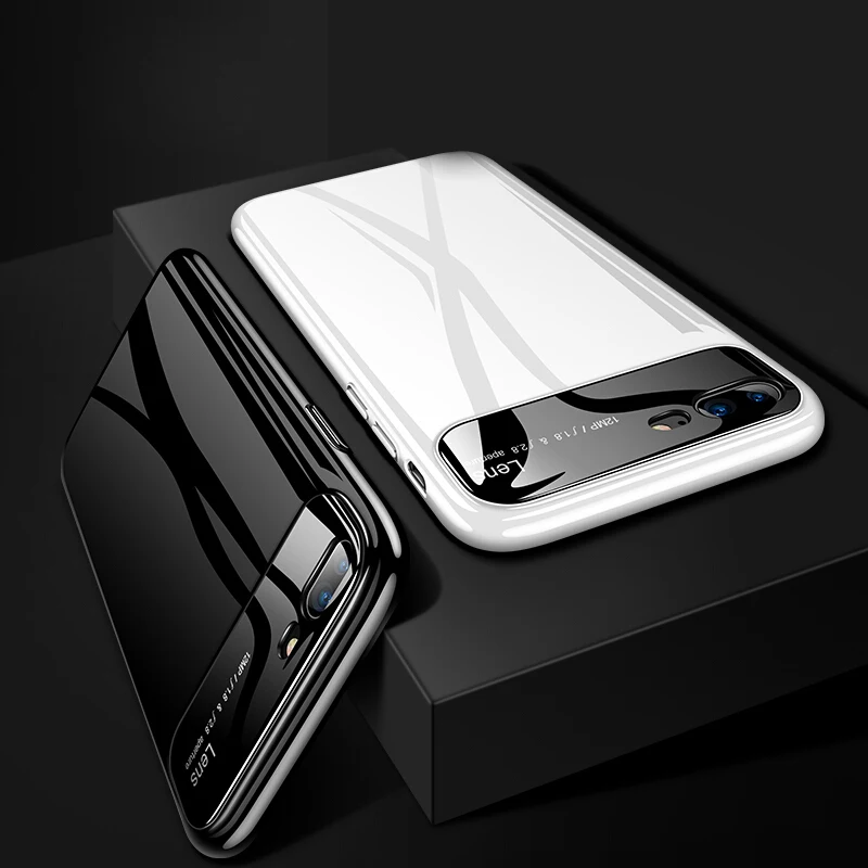 

AOXIN Luxury Protective Case for iPhone 7 Tempered Glass + PC Case Back Cover Bumper On The For Apple iPhone 7 8 Plus Cases Bags