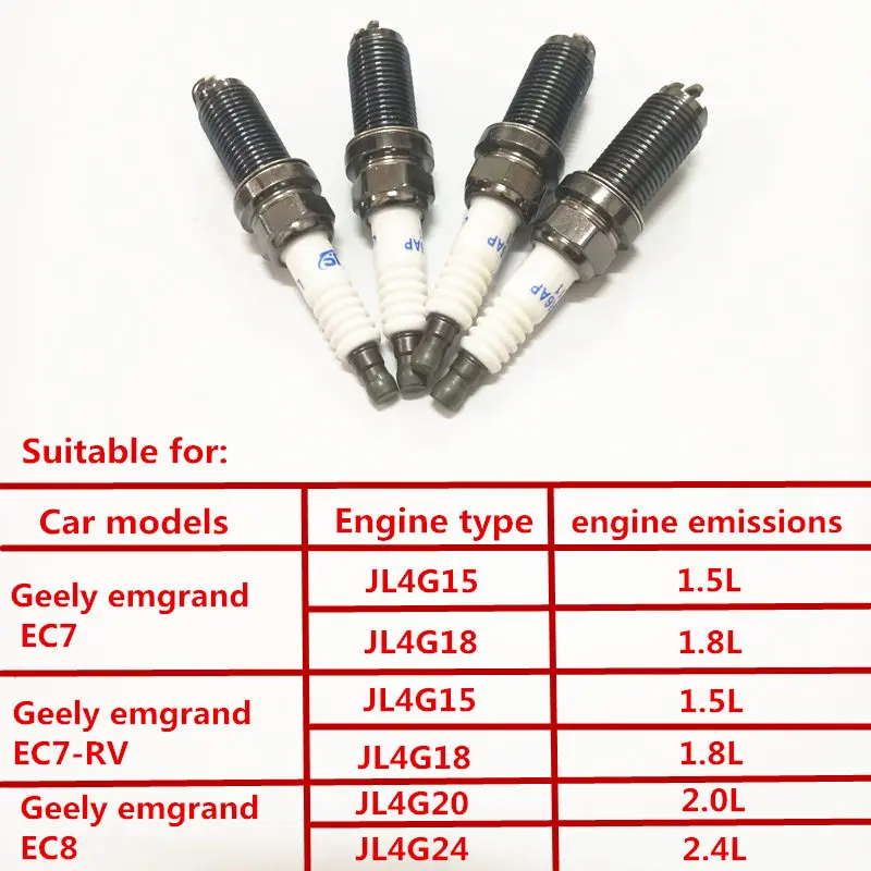 Свечи зажигания автомобиля/автомобильные лампы в форме свечи для Geely Emgrand EC7, EC715 EC718 Emgrand7 Emgrand7-RV EC7-RV EC715-RV, 4 шт./лот